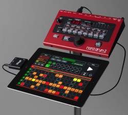 Setup example with the Nord Drum 2, Nord Beat 2 and an iRig MIDI interface.