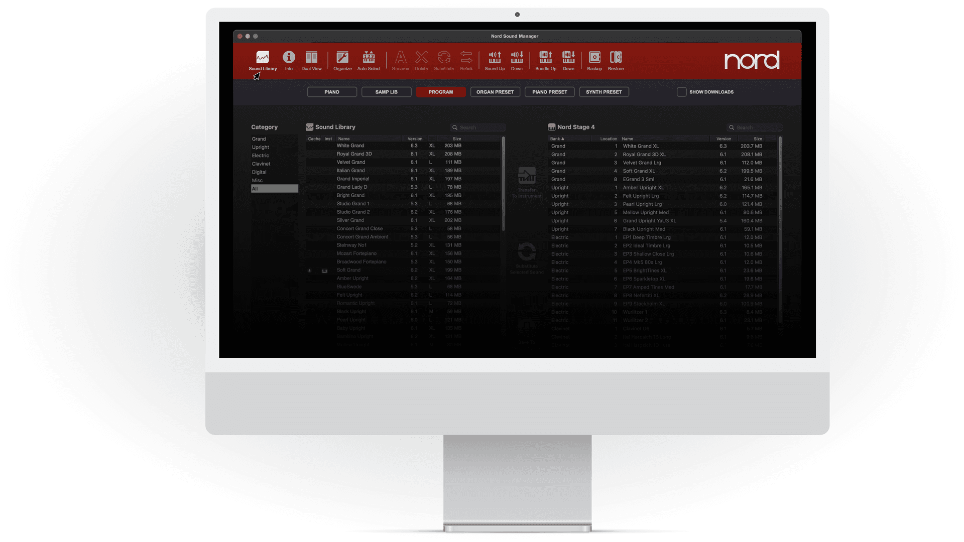 Nord Sound Manager desktop